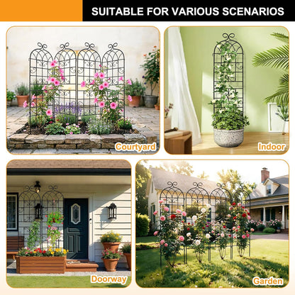 YOBAZAN Metal Garden Trellis 71"x20", 2 Pack Plant Support Trellis