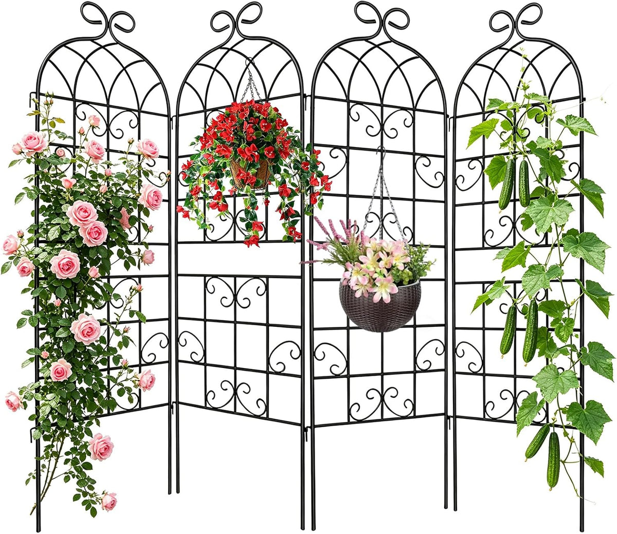 YOBAZAN Metal Garden Trellis 71"x20", 2 Pack Plant Support Trellis