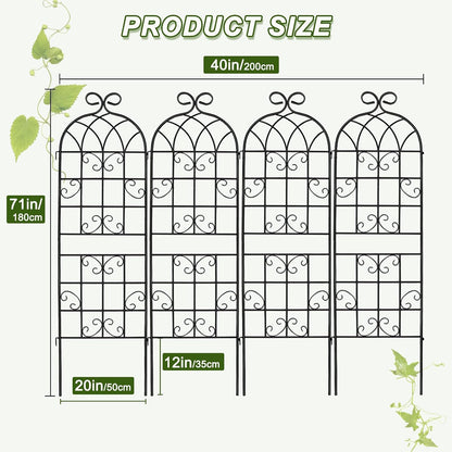 YOBAZAN Metal Garden Trellis 71"x20", 2 Pack Plant Support Trellis