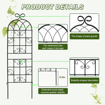 YOBAZAN Metal Garden Trellis 71"x20", 2 Pack Plant Support Trellis