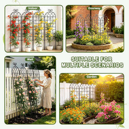 YOBAZAN Metal Garden Trellis 71"x20", 2 Pack Plant Support Trellis