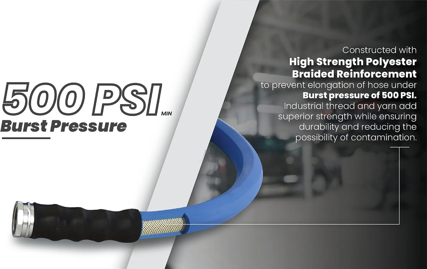 AG-LITE BSAL5806 5/8" x 06' Hot/Cold Water Rubber Garden Hose, 100% Rubber, Ultra-Light, Super Strong, 500 PSI, 50F to 190F Degrees, High Strength Polyester Braided