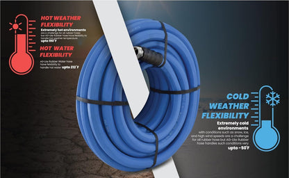 AG-LITE BSAL5806 5/8" x 06' Hot/Cold Water Rubber Garden Hose, 100% Rubber, Ultra-Light, Super Strong, 500 PSI, 50F to 190F Degrees, High Strength Polyester Braided