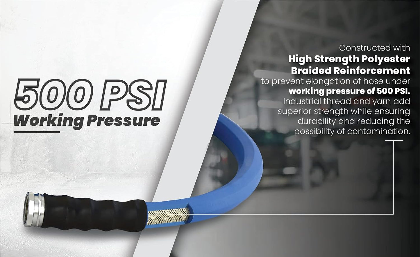 AG-LITE BSAL5806 5/8" x 06' Hot/Cold Water Rubber Garden Hose, 100% Rubber, Ultra-Light, Super Strong, 500 PSI, 50F to 190F Degrees, High Strength Polyester Braided