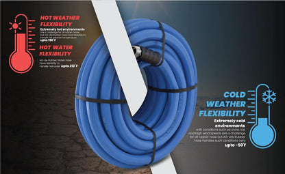 AG-LITE BSAL5806 5/8" x 06' Hot/Cold Water Rubber Garden Hose, 100% Rubber, Ultra-Light, Super Strong, 500 PSI, 50F to 190F Degrees, High Strength Polyester Braided