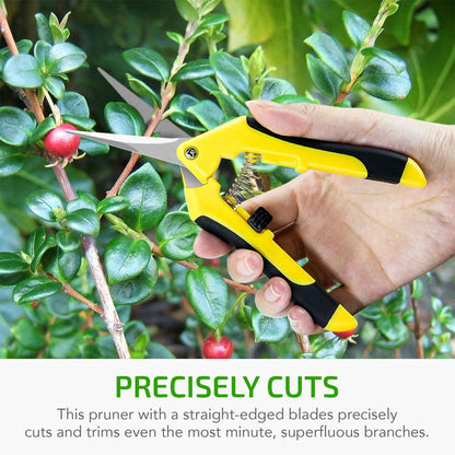 6.5 inch Pruning Shears for Gardening Trimming Scissors, Hand Pruner, Stainless Steel, Yellow