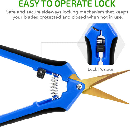 6.5 inch Pruning Shears for Gardening Trimming Scissors, Hand Pruner, Stainless Steel, Yellow
