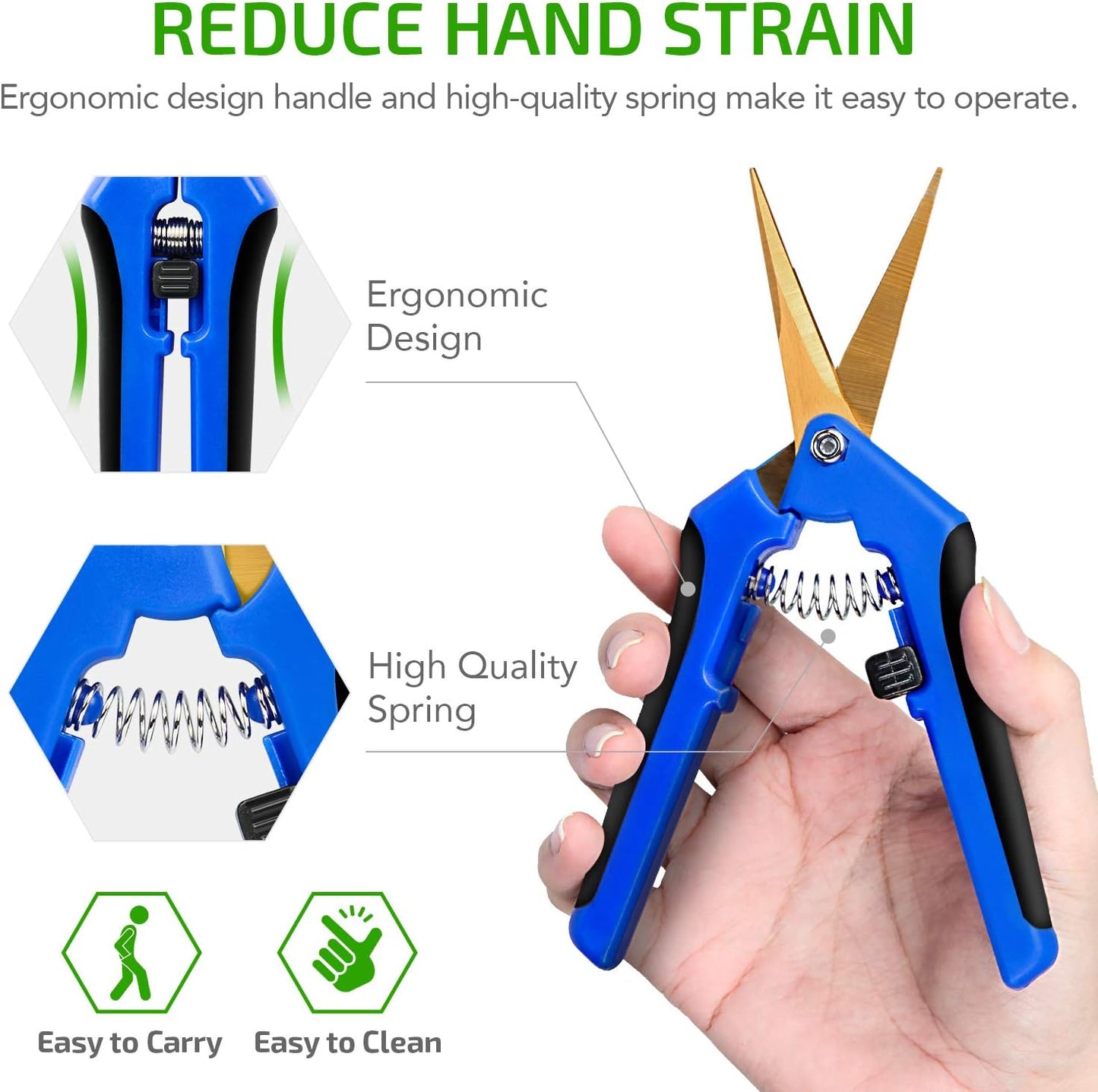 6.5 inch Pruning Shears for Gardening Trimming Scissors, Hand Pruner, Stainless Steel, Yellow