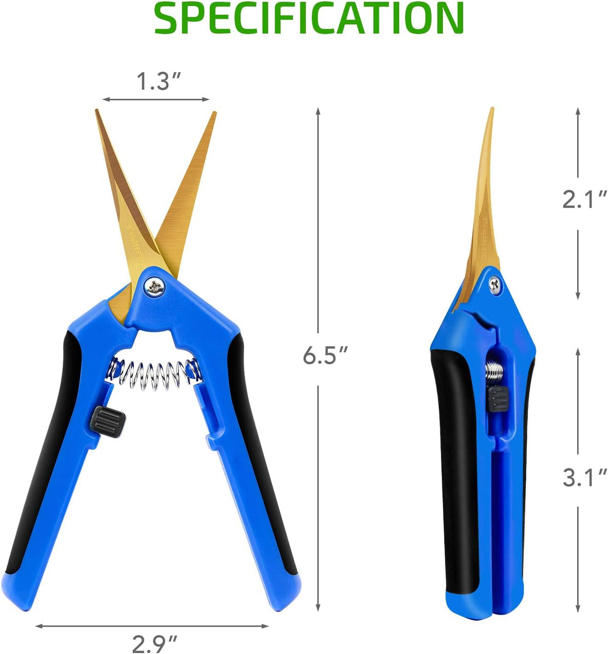 6.5 inch Pruning Shears for Gardening Trimming Scissors, Hand Pruner, Stainless Steel, Yellow
