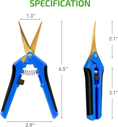 6.5 inch Pruning Shears for Gardening Trimming Scissors, Hand Pruner, Stainless Steel, Yellow