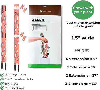Zella Regular Starter Kit – Wooden Extendable Plant Trellis for Indoor Climbing Houseplants – Modular Plant Support with 2 Bases + 2 Extensions - Moss Pole Alternative