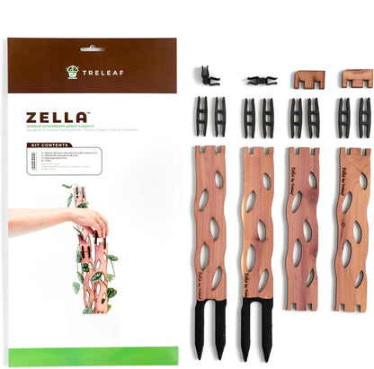 Zella Regular Starter Kit – Wooden Extendable Plant Trellis for Indoor Climbing Houseplants – Modular Plant Support with 2 Bases + 2 Extensions - Moss Pole Alternative