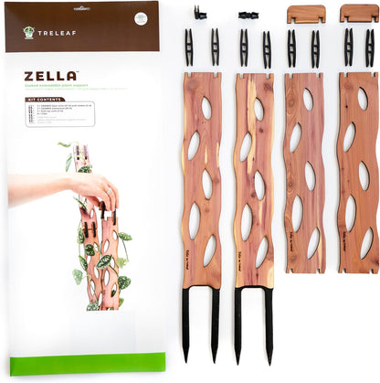Zella Regular Starter Kit – Wooden Extendable Plant Trellis for Indoor Climbing Houseplants – Modular Plant Support with 2 Bases + 2 Extensions - Moss Pole Alternative