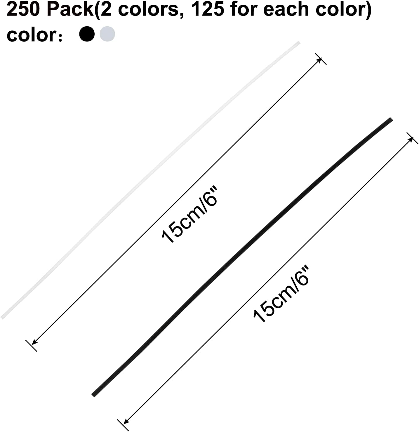Black Metallic Twist Ties 6 Inch / 150mm, 250Pcs