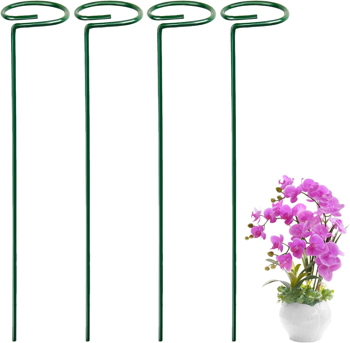 4PCS Garden Plant Stakes for Flowers, Garden Metal Single Stem Plant Support, Garden Flower Support for Indoor Plants Tomatoes, Amaryllis, Orchid, Peony, Lily, Rose -15.9Inch