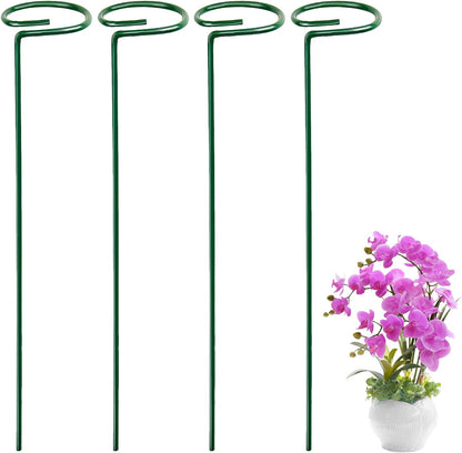 4PCS Garden Plant Stakes for Flowers, Garden Metal Single Stem Plant Support, Garden Flower Support for Indoor Plants Tomatoes, Amaryllis, Orchid, Peony, Lily, Rose -15.9Inch
