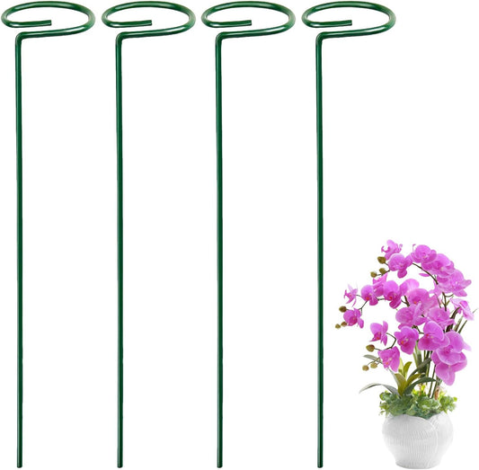 4PCS Garden Plant Stakes for Flowers, Garden Metal Single Stem Plant Support, Garden Flower Support for Indoor Plants Tomatoes, Amaryllis, Orchid, Peony, Lily, Rose -15.9Inch