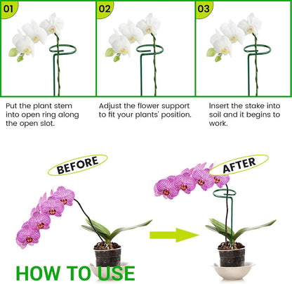 4PCS Garden Plant Stakes for Flowers, Garden Metal Single Stem Plant Support, Garden Flower Support for Indoor Plants Tomatoes, Amaryllis, Orchid, Peony, Lily, Rose -15.9Inch