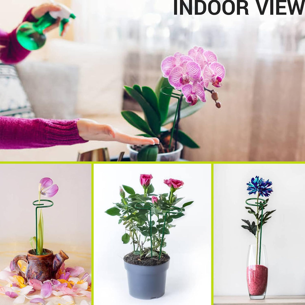 4PCS Garden Plant Stakes for Flowers, Garden Metal Single Stem Plant Support, Garden Flower Support for Indoor Plants Tomatoes, Amaryllis, Orchid, Peony, Lily, Rose -15.9Inch