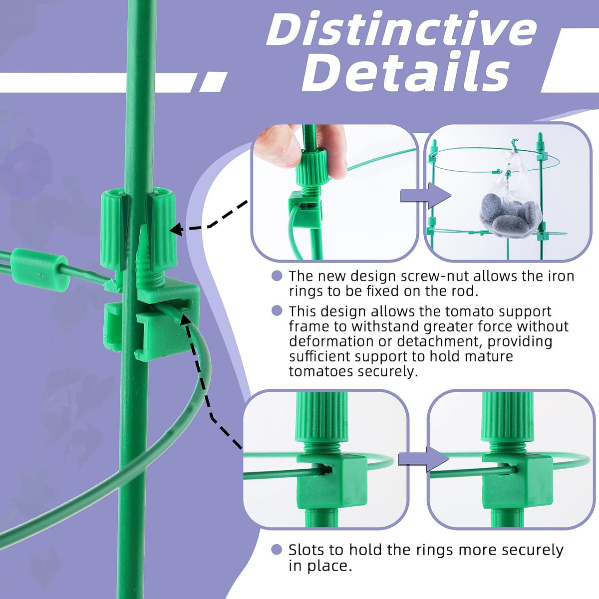 6 Pack Tomato Cage for Garden- Upgrade 36 Inches Adjustable Plant Support Cage,Cucumber,Rose,Flowers,Fruit,Trellis for Climbing Plants Outdoor/Inodoor