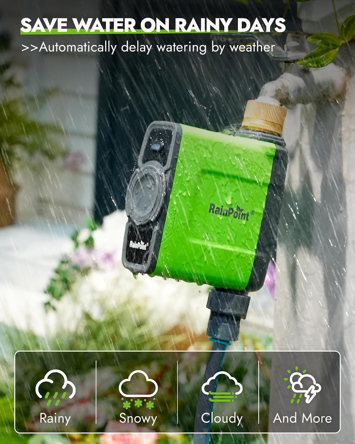 WiFi Water Timer for Garden Hose, Brass Inlet WiFi Sprinkler Controller, Smart Hose Timer Valve with Ethernet Gateway, Rain Delay for Garden/Lawn (Support WiFi & Ethernet Connection)