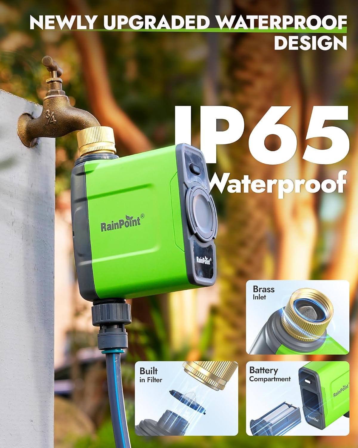 WiFi Water Timer for Garden Hose, Brass Inlet WiFi Sprinkler Controller, Smart Hose Timer Valve with Ethernet Gateway, Rain Delay for Garden/Lawn (Support WiFi & Ethernet Connection)