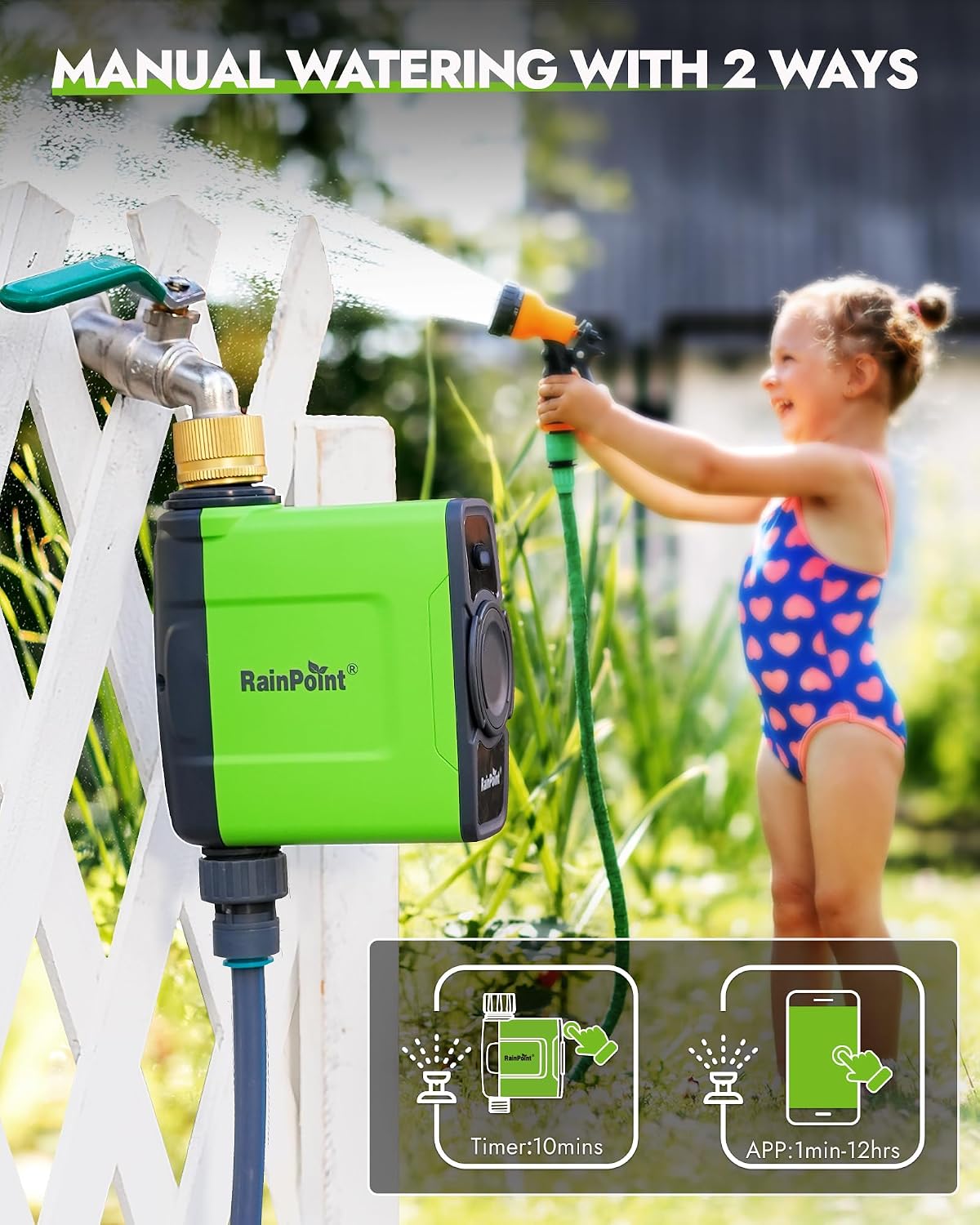 WiFi Water Timer for Garden Hose, Brass Inlet WiFi Sprinkler Controller, Smart Hose Timer Valve with Ethernet Gateway, Rain Delay for Garden/Lawn (Support WiFi & Ethernet Connection)
