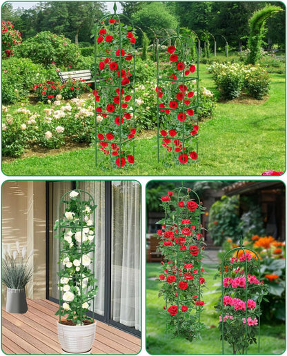 MYMULIKE 2 Pack Garden Obelisk Trellis for Climbing Plants Outdoor & Indoor - 6Ft Rustproof Garden Trellis Plant Support Cage for Vines, Flowers, Vegetables, Roses | Heavy-Duty, Adjustable