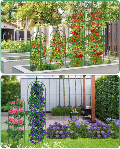 MYMULIKE 2 Pack Garden Obelisk Trellis for Climbing Plants Outdoor & Indoor - 6Ft Rustproof Garden Trellis Plant Support Cage for Vines, Flowers, Vegetables, Roses | Heavy-Duty, Adjustable