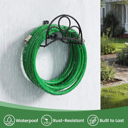 Metal Garden Hose Holder - Wall Mounted Water Hose Holder - Hose Hanger Heavy Duty for Water Hose Extension Cords Vacuum Hose