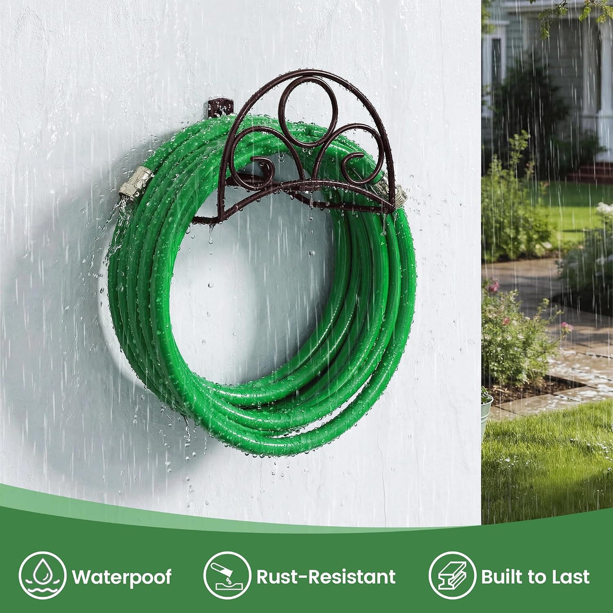 Metal Garden Hose Holder - Wall Mounted Water Hose Holder - Hose Hanger Heavy Duty for Water Hose Extension Cords Vacuum Hose