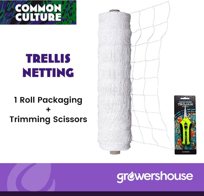 Professional Grade Trellis Netting Bulk Roll, 6.5ft x 4920ft (78" x 4920' | 1.98m x 1500m), 6" (15 cm) Squares, Heavy Duty Scrog Net with Trimming Scissors