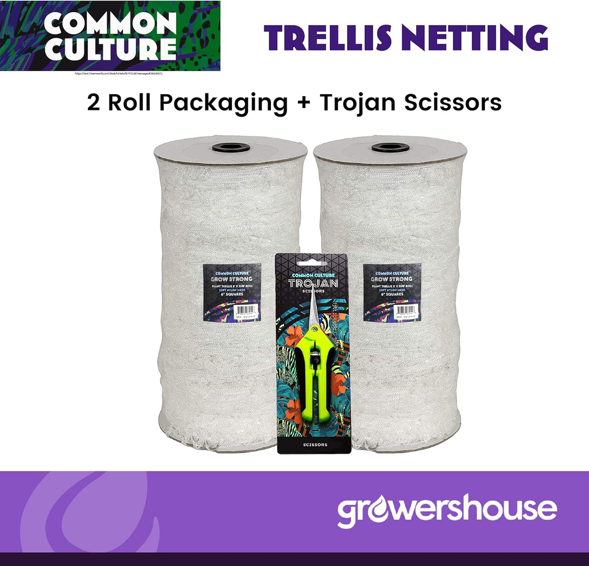 Professional Grade Trellis Netting Bulk Roll, 6.5ft x 4920ft (78" x 4920' | 1.98m x 1500m), 6" (15 cm) Squares, Heavy Duty Scrog Net with Trimming Scissors