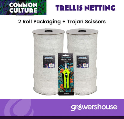 Professional Grade Trellis Netting Bulk Roll, 6.5ft x 4920ft (78" x 4920' | 1.98m x 1500m), 6" (15 cm) Squares, Heavy Duty Scrog Net with Trimming Scissors