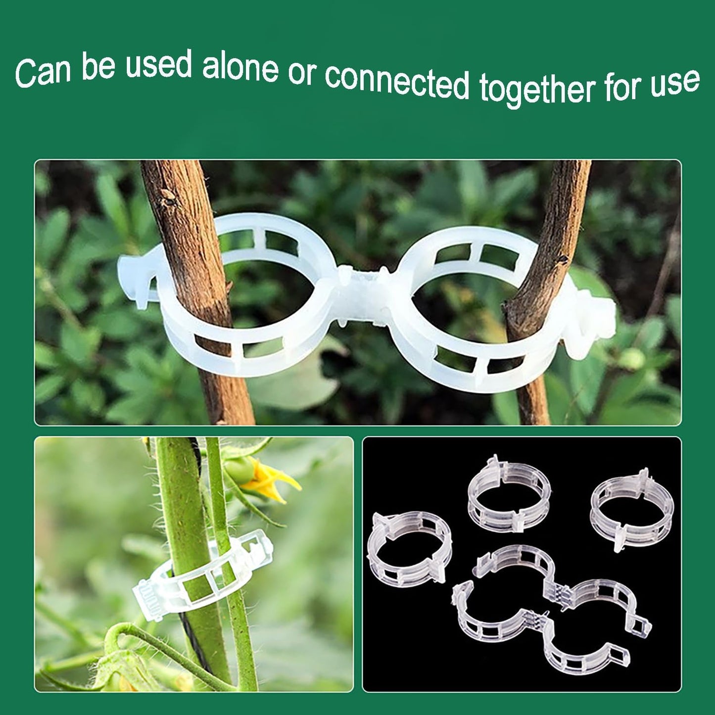 Secured Plastic Plant Clip, Tomato Clips, Secured Plant Support Clips for Climbing Plants, Plastic Trellis Clips for Fixing Stem and Vine, 2025 Upgrade (100, WHITE)