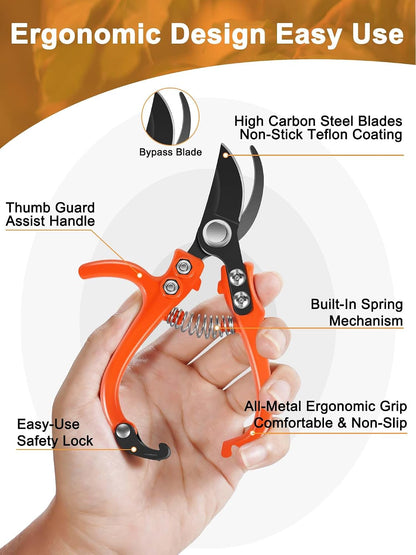 6.3" Garden Scissors for Plant, Bypass Blade Pruner, Pruning Shears for Cutting Flowers Stems, Trimming Plants, Bonsai and Fruits Picking