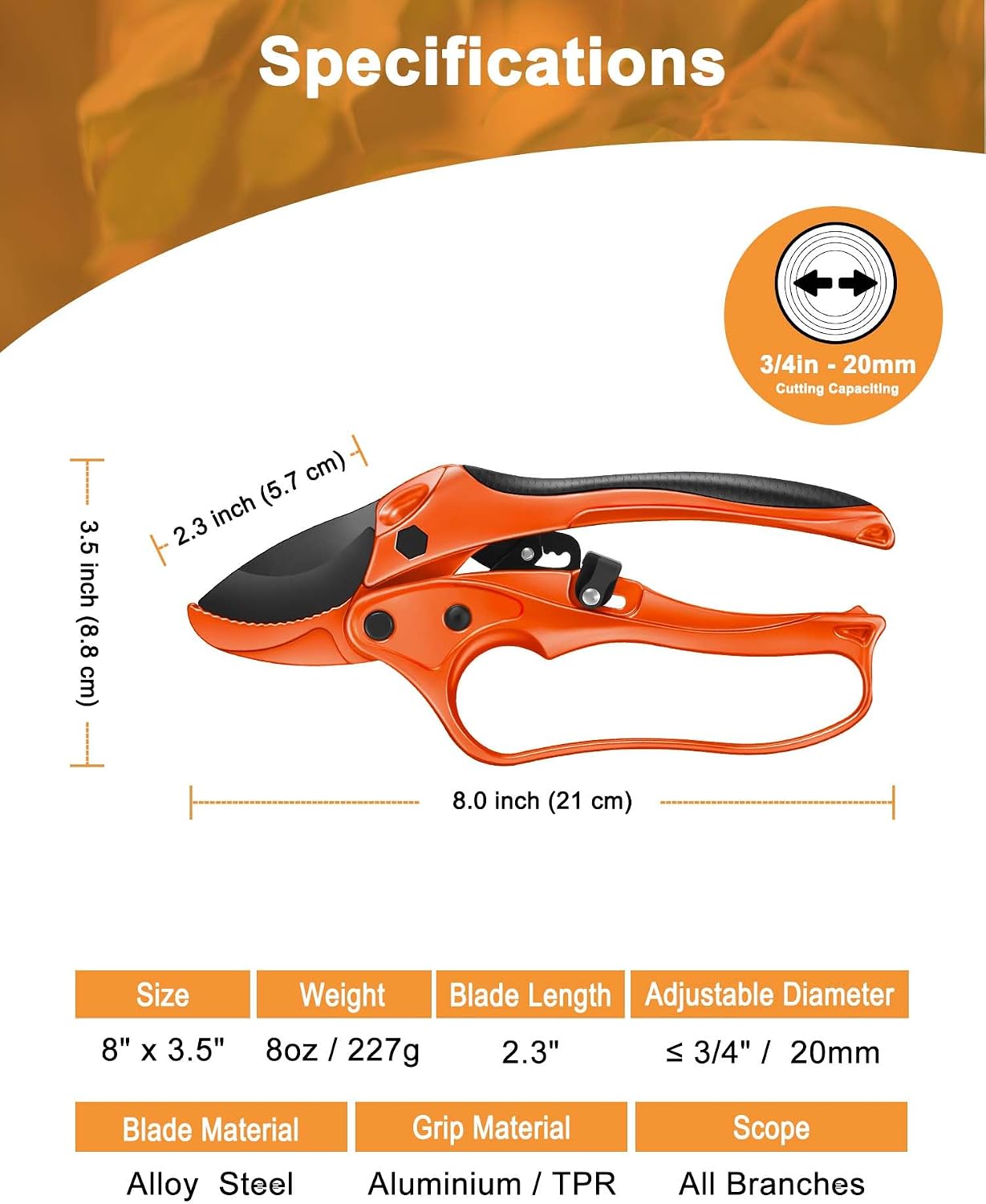 6.3" Garden Scissors for Plant, Bypass Blade Pruner, Pruning Shears for Cutting Flowers Stems, Trimming Plants, Bonsai and Fruits Picking