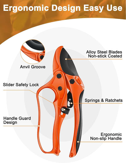 6.3" Garden Scissors for Plant, Bypass Blade Pruner, Pruning Shears for Cutting Flowers Stems, Trimming Plants, Bonsai and Fruits Picking