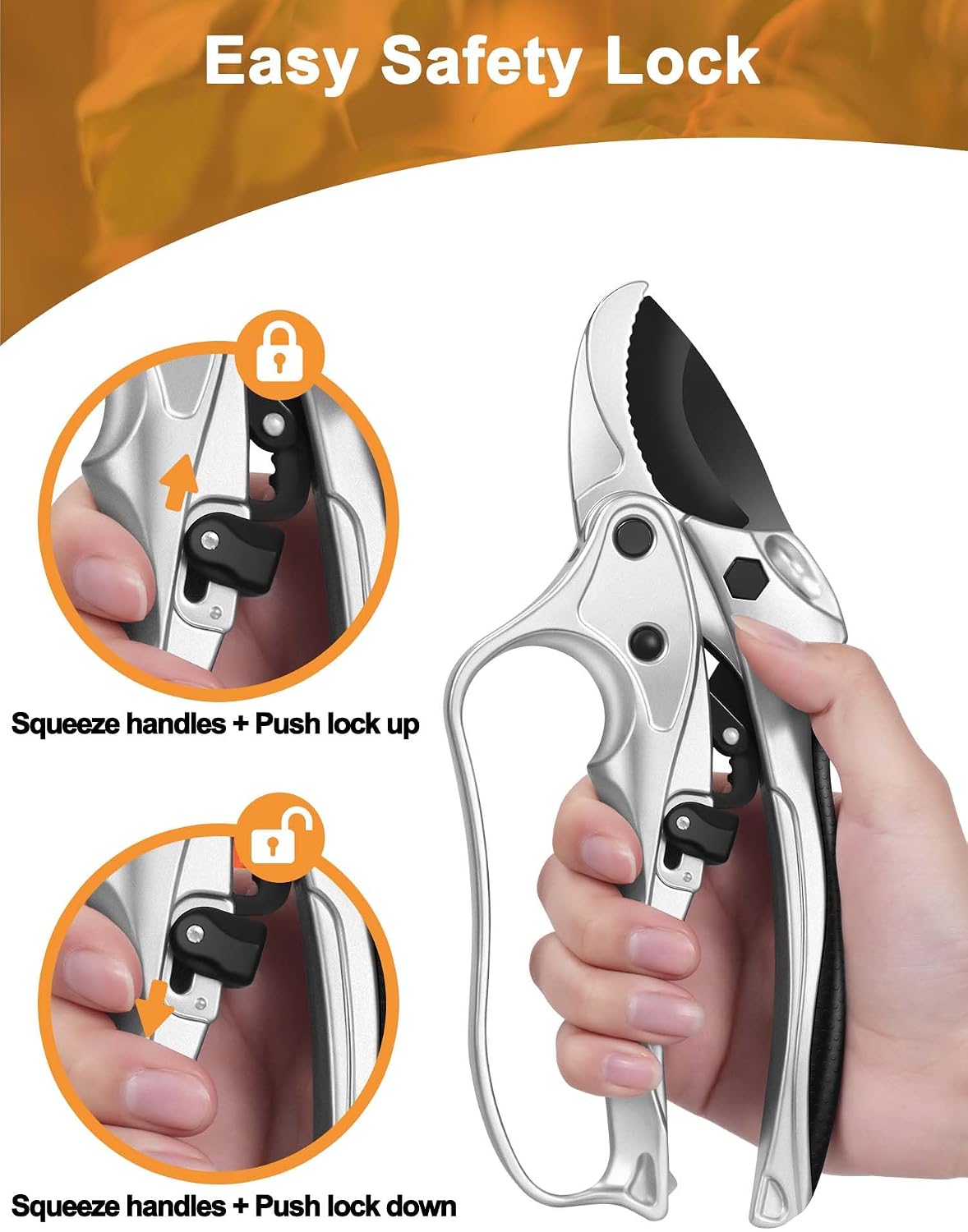 6.3" Garden Scissors for Plant, Bypass Blade Pruner, Pruning Shears for Cutting Flowers Stems, Trimming Plants, Bonsai and Fruits Picking