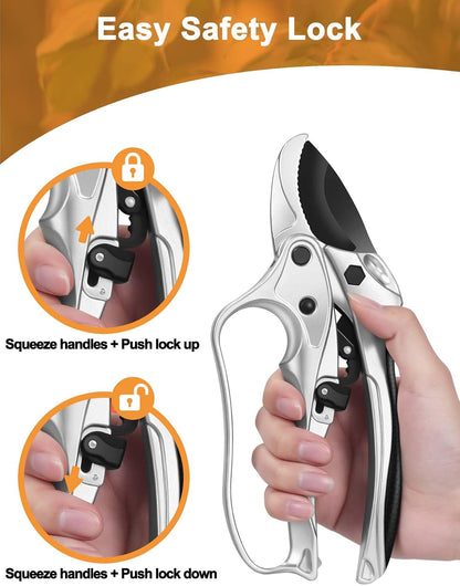 6.3" Garden Scissors for Plant, Bypass Blade Pruner, Pruning Shears for Cutting Flowers Stems, Trimming Plants, Bonsai and Fruits Picking