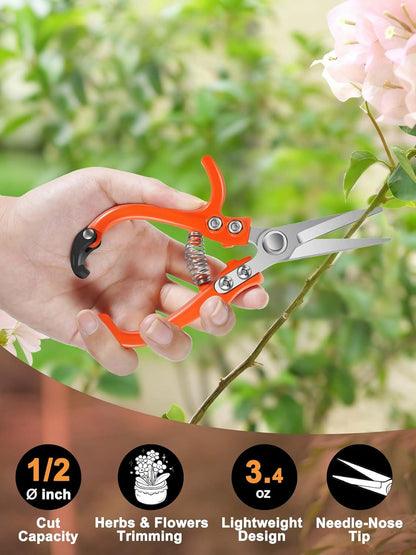 6.3" Garden Scissors for Plant, Bypass Blade Pruner, Pruning Shears for Cutting Flowers Stems, Trimming Plants, Bonsai and Fruits Picking