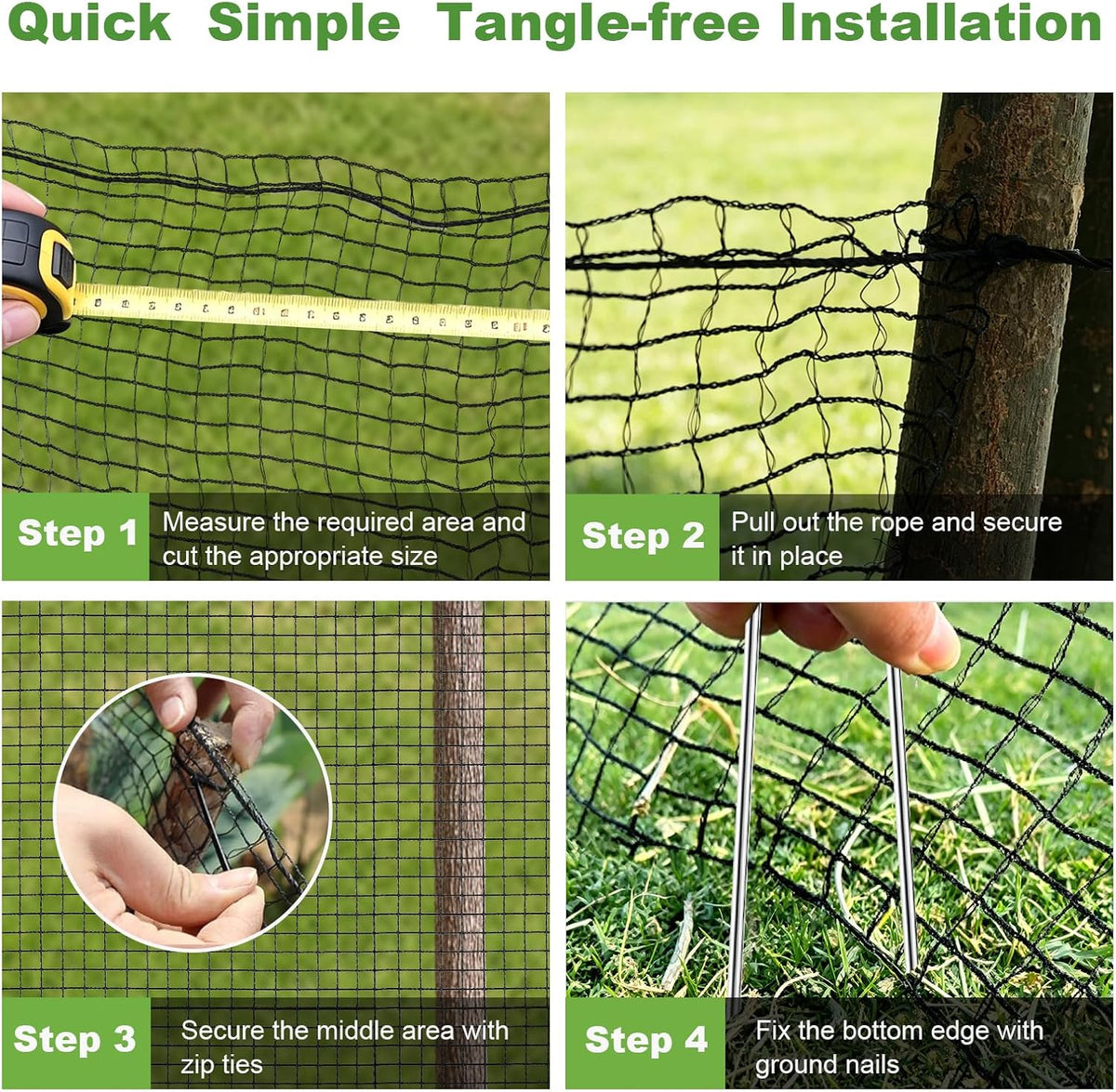 4x50FT Deer Fence Netting for Garden, 55GSM Plastic Mesh Temporary Fence