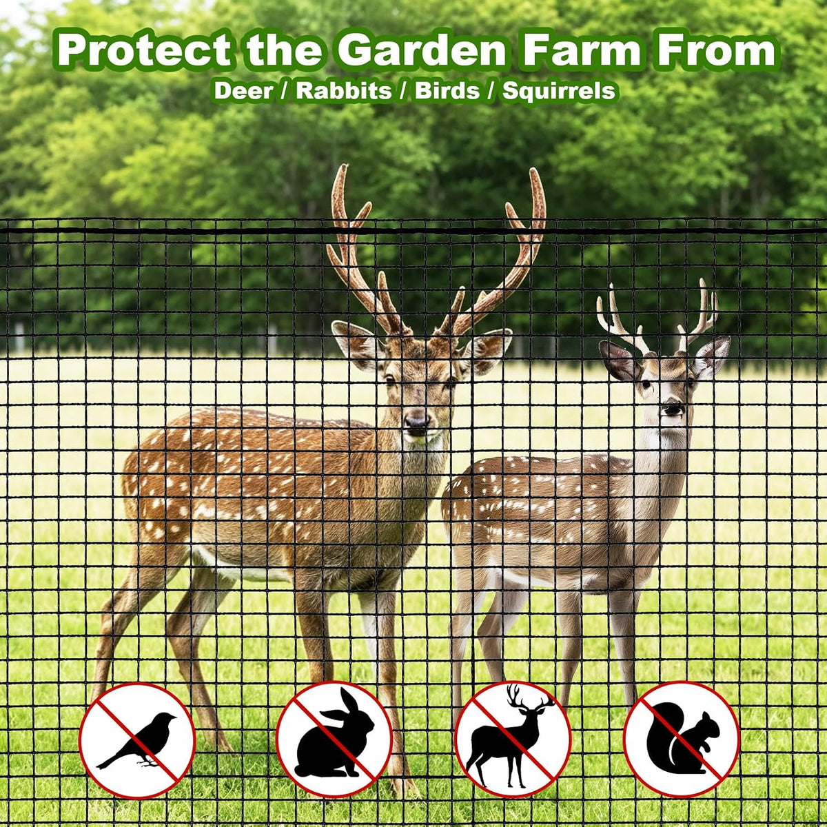4x50FT Deer Fence Netting for Garden, 55GSM Plastic Mesh Temporary Fence