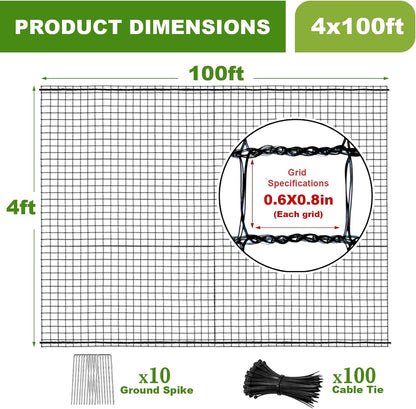 4x50FT Deer Fence Netting for Garden, 55GSM Plastic Mesh Temporary Fence