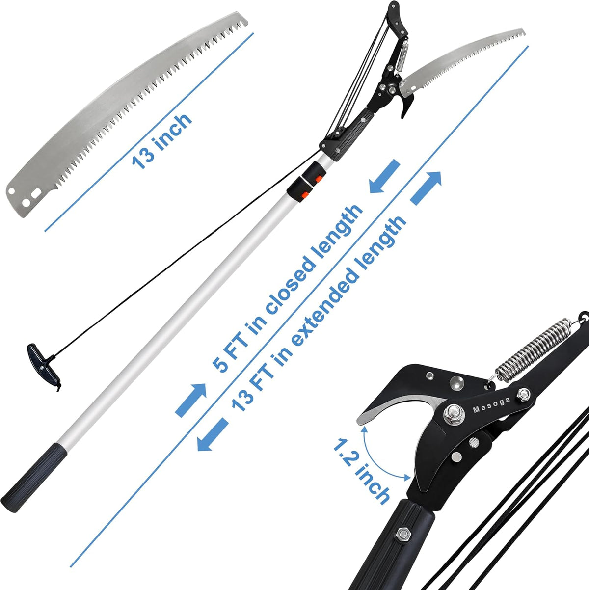 2-in-1 Manual Extendable Tree Pruner & Pole Saw