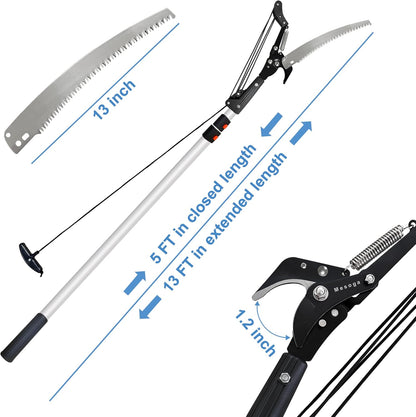 2-in-1 Manual Extendable Tree Pruner & Pole Saw