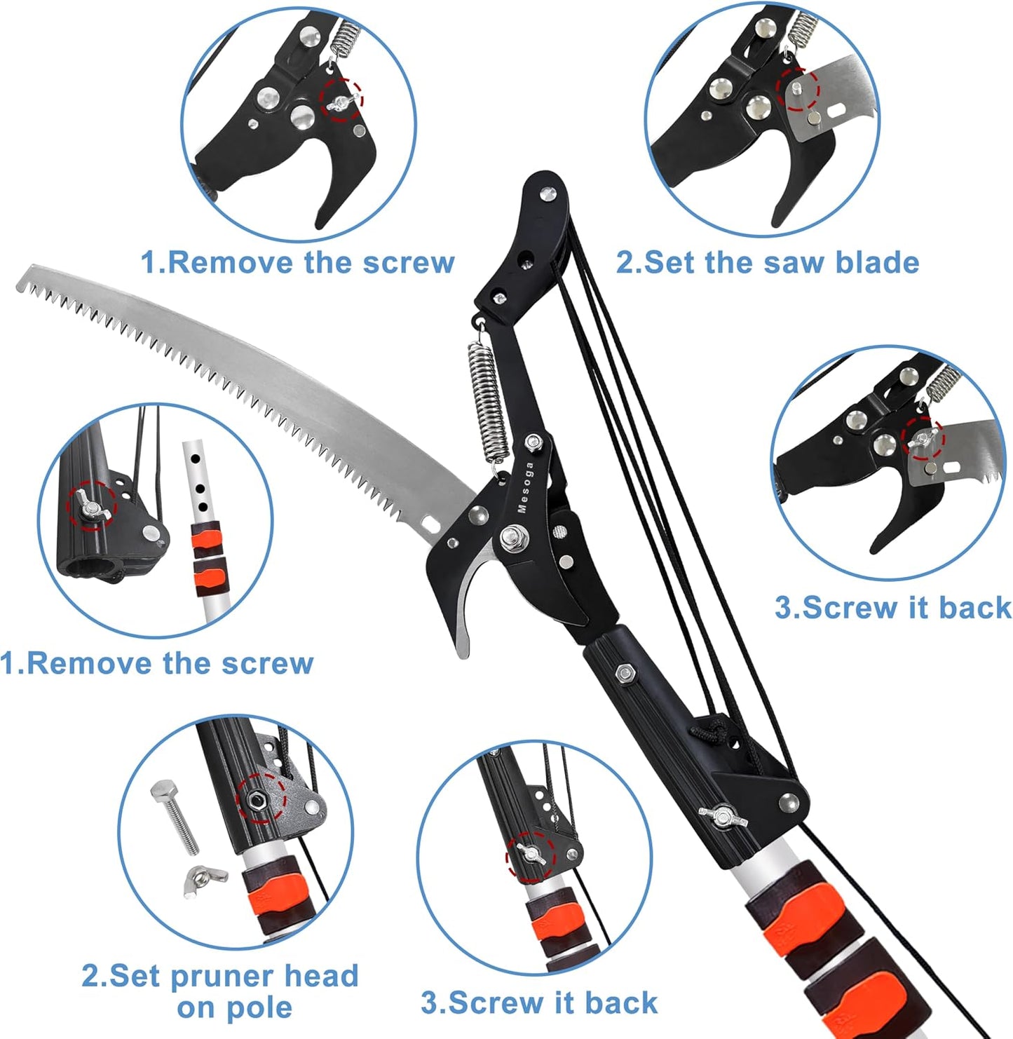 2-in-1 Manual Extendable Tree Pruner & Pole Saw