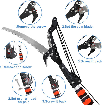2-in-1 Manual Extendable Tree Pruner & Pole Saw