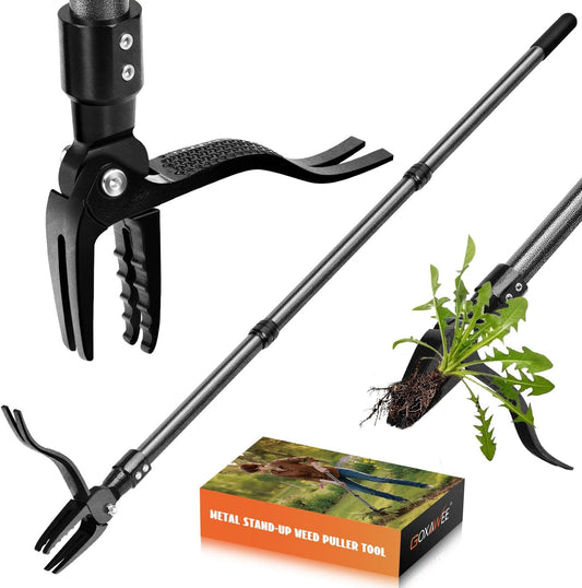 Stand Up Weed Puller Tool with 45″ Long Handle, Manual Weeder Tool