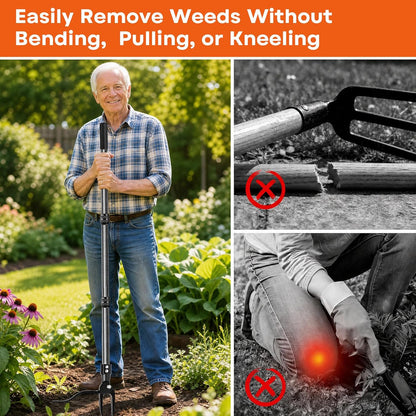 Stand Up Weed Puller Tool with 45″ Long Handle, Manual Weeder Tool